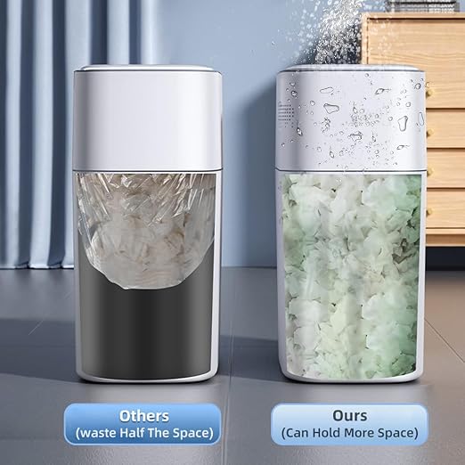 3.5 Gal Rechargeable Motion Sensor Bathroom Trash Can with Lid, Bag Suction | Water-resistant design, automatic liner suction and hands-free opening for bathrooms, bedrooms, kitchens and offices