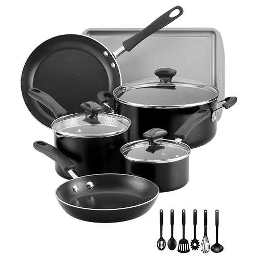 Farberware Cookstart Aluminum DiamondMax Nonstick Cookware Set, Kitchen Essentials, 15-Piece, Black