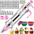 Cake Decorating Tools Supplies Kit: 164pcs Baking Accessories, Dessert Piping Syringe and Icing Tips Set - Puffs Cupcake Frosting Piping Bakery Set for Adults Beginners or Professional, Pink