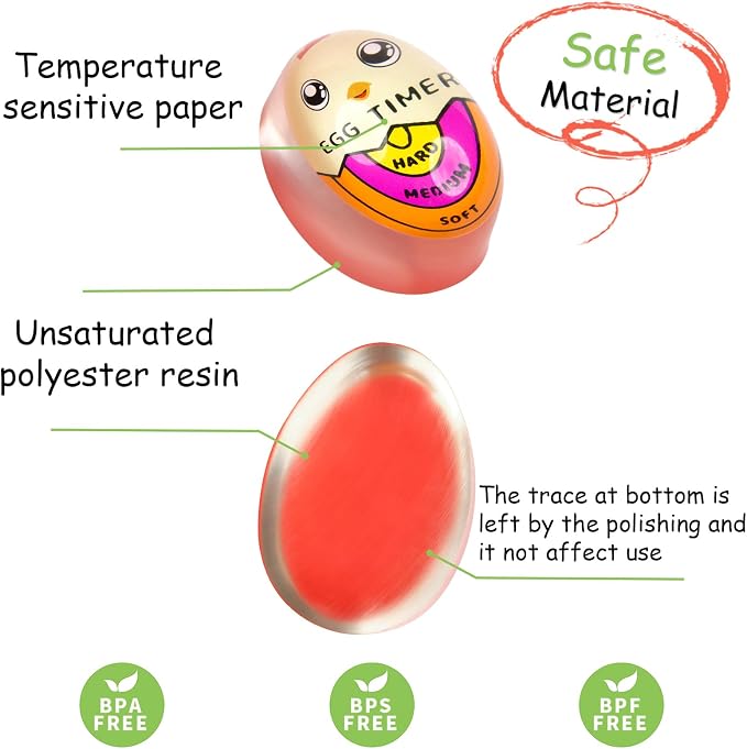 Lasubst Egg Timer for Boiling Eggs that Changes Color When Done, 2 Orange