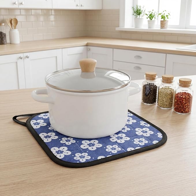 6 Pack Pot Holders 100% Cotton Heat Resistant Potholder, Machine Washable Pot Holder, Hot Pads, Table Pads for Cooking Baking (F)