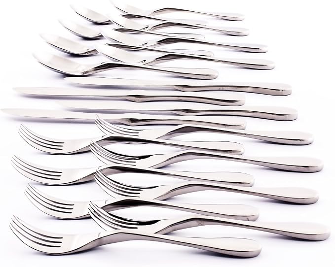 Knork Original Cutlery Utensils Flatware Set, 20 Piece, Gloss Silver