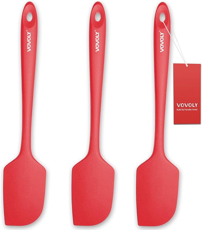 3 Pack Large Silicone Spatula for Kitchen,600°F Heat resistant Rubber Spatulas for Baking,Cooking, Scraping,and Mixing,Non Stick Kitchen Utensils, BPA Free, 11.2 IN, Red