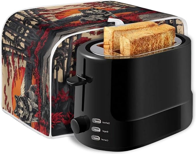 Wolf Print 4 Slice Toaster Cover Anti Fingerprint Toaster Oven Dust Cover Washable Small Kitchen Appliance Dust Covers, Kitchen Decorations