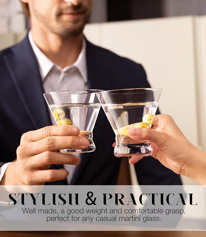 Martini Glasses Set of 2, 8oz Coupe Cocktail Glasses for Margarita | Manhattan, Cosmopolitan, Espresso, Home Bar, Evening Parties, Birthdays, Housewarming Gift