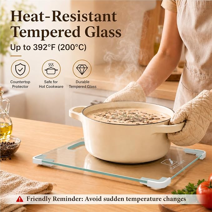 16x12 Clear Tempered Glass Cutting Board for Kitchen, Dishwasher Safe | Non-Slip Corner Guards, Shatter-Resistant, Scratch-Resistant, Food-Safe & Non-Toxic Large Chopping Board