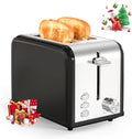 YSSOA Stainless Steel Toaster 2 Slice with Extra Wide Slot & Removable Crumb Tray, 6 Shade Settings and Bagel/Defrost/Cancel Functions, Compact Oven, for Various Bread & Waffle, Black (Pack of 1)