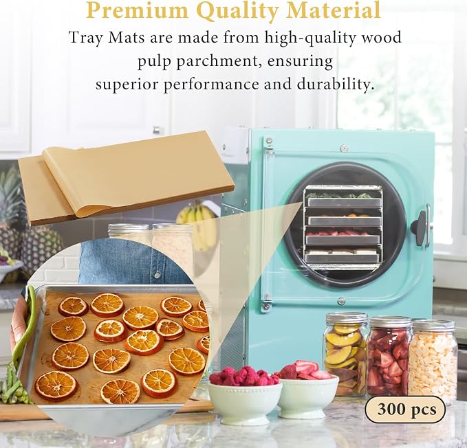 300 PCS Freeze Dryer Tray Mats for Harvest Right Dryer - Freeze Dryer Parchment Paper Set for Medium Trays - Non-Stick Baking Mats One-Off Parchment Paper Harvest Right Accessories (17" x 6.8")