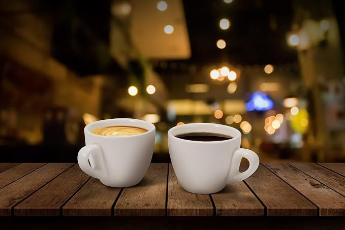 2.5 oz / 75 ml Pure White Ceramic Espresso Cups, Set of 2, Demitasse Espresso Mugs