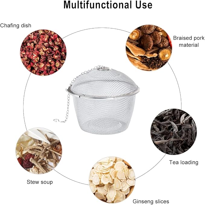 Extra Large Stainless Steel Twist Lock Mesh Tea Ball Tea Strainer Filter Spice Infuser 11cm/4.3 inch | Spice Infuser 11cm/4.3 inch
