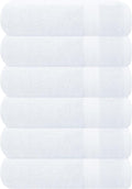 GLAMBURG Ultra Soft 6-Piece Hand Towel Set 16x28-100% Ringspun Cotton - Durable & Highly Absorbent Hand Towels - Ideal for use in Bathroom, Kitchen, Gym, Spa & General Cleaning - White