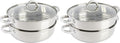 Oster Sangerfield 11-Inch Stainless Steel Everyday Cookware Pan with Steamer and Lid – Durable Nonstick Frying Skillet for Kitchen Cooking (Pack of 2)