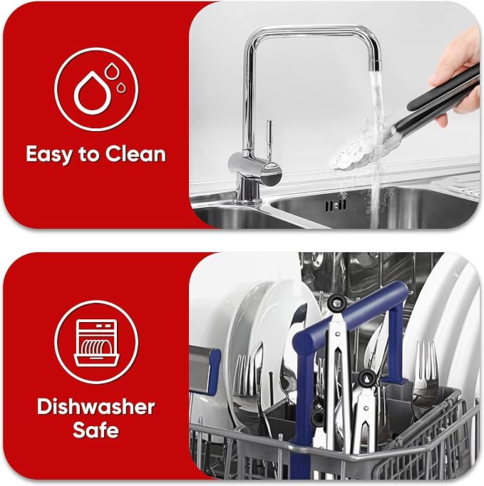 7-Inch Stainless Steel Kitchen Tongs Set, for Cooking Serving (7", 3PCS) | Ice Bucket Tongs | For Salad/Buffet | Heat-Resistant | Dishwasher Safe