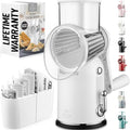 Zulay Kitchen Rotary Cheese Grater 5 Blade Cheese Shredder - Manual Hand Crank Cheese Grater With Reinforced Suction & 5 Interchangeable Drums - Easy to Use, Vegetable Chopper Round Mandoline Slicer