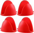 2 Pairs All Red Mini Silicone Oven Gloves, Mini Finger Protector Pot Holder for Kitchen,Cooking,Baking,BBQHeat Resistant Gloves，can be Washed in the Dishwasher