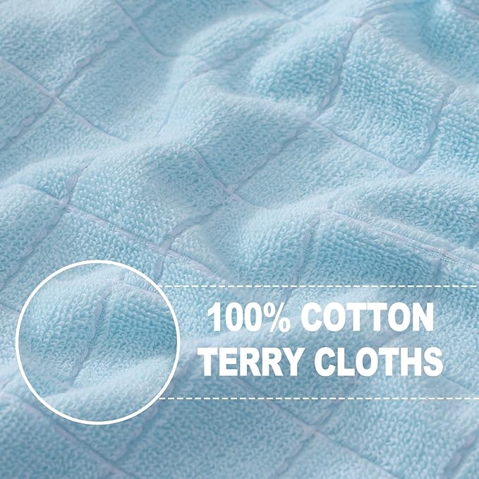 Homaxy 100% Cotton Terry Kitchen Towels, 8 Pack, Sky Blue | Ultra Soft and Absorbent Dish Towels for Kitchen, Suitable for Drying and Washing Dishes