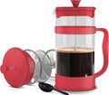 Utopia Kitchen Borosilicate Glass French Press Coffee Maker 34 Oz, Red | Heat-Resistant Cafetiere & Tea Maker, Thickened Glass Coffee Press for Travel and Camping