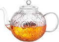 Glass Teapot with Removable Infuser-1500ml/50oz Clear GlassTea Pot for Stovetop, Borosilicate Microwave-Safe Glass Tea Kettle & Tea Maker for Blooming & loose Tea