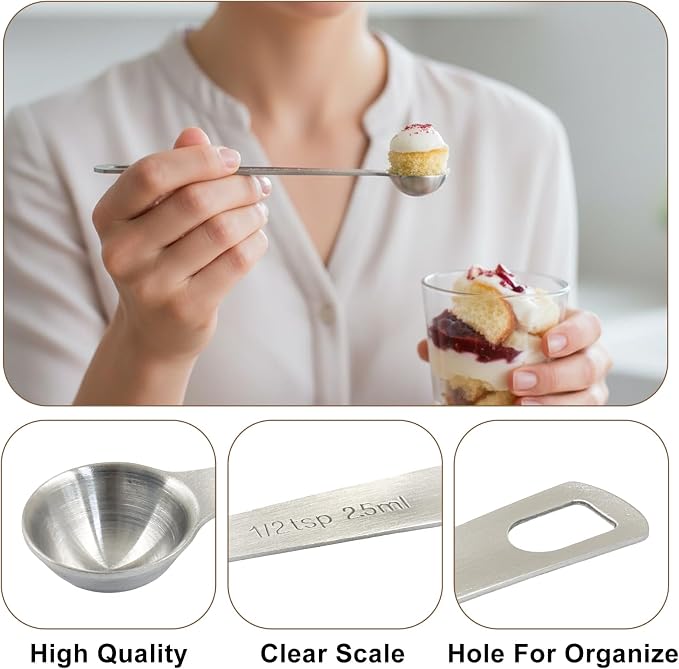 2Pcs 1/6 Tbsp (1/2 Tsp | 2.5 Ml) Stainless Steel Measuring Spoons | For Measuring Coffee Powder, For Measuring Grains, For Measuring Loose Tea