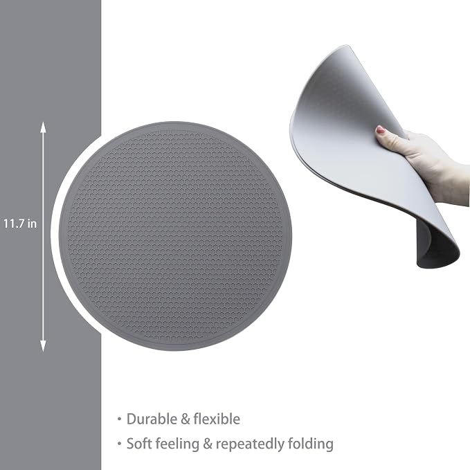 Tongjude Silicone Microwave Mat - 11.7" x 11.7" - Non-Slip Silicone Trivet, Hot Pot Holder, Jar Opener, Dishwasher Safe