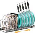 MUDEELA Expandable Pot Pan Lid Organizers inside Cabinet, 12 Divider-Black | Expandable 11.8–22.9", 12 Adjustable Divider, Tool-Free Assembly, Non-Slip, Scratch-Proof, For Pan Lid Cutting Board Bakeware