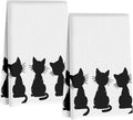 2 Pcs Cute Cat Kitchen Towels 24x14 Inch, Cat Lover Gifts for Women Mom | Cute Cat Gifts Absorbent Reuse Hand Tea Towel Dish Cloths for Drying Dishes, Cat Waffle Dish Towels for Kitchen Home Decor