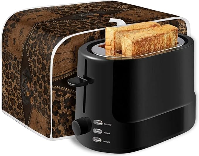 Dachshund Print Toaster 4 Slice Cover Dust-proof & Anti Fingerprint Bread Maker Machine Covers Leopard Print Small Kitchen Appliance Covers