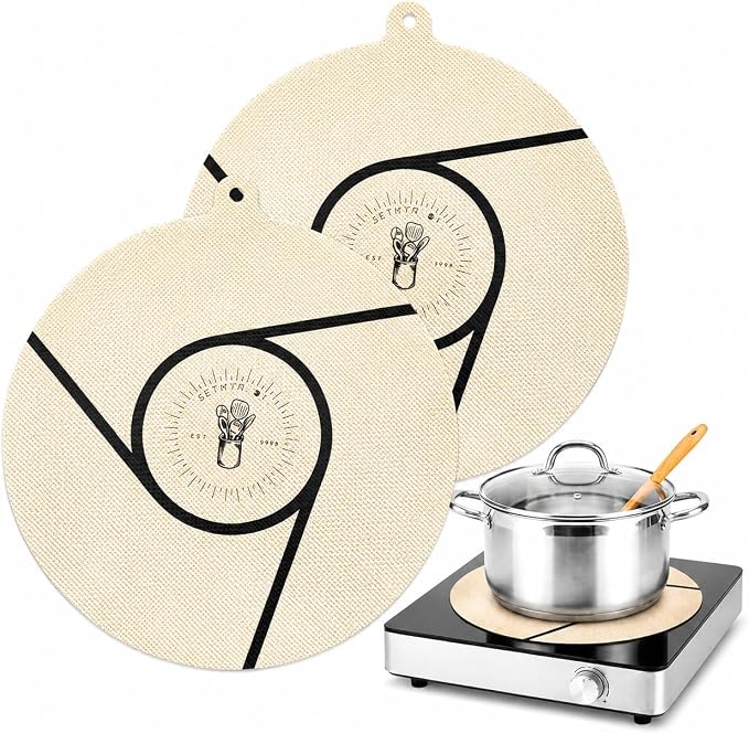 Induction Cooktop Mats - Silicone Stove Cover, Stove Mat 2 Pack 9.4”(24cm) | Scratch Protector for Magnetic Stove, Non-Slip Pads for Pots and Pans, Protects Induction Stove from Spills and Scratches