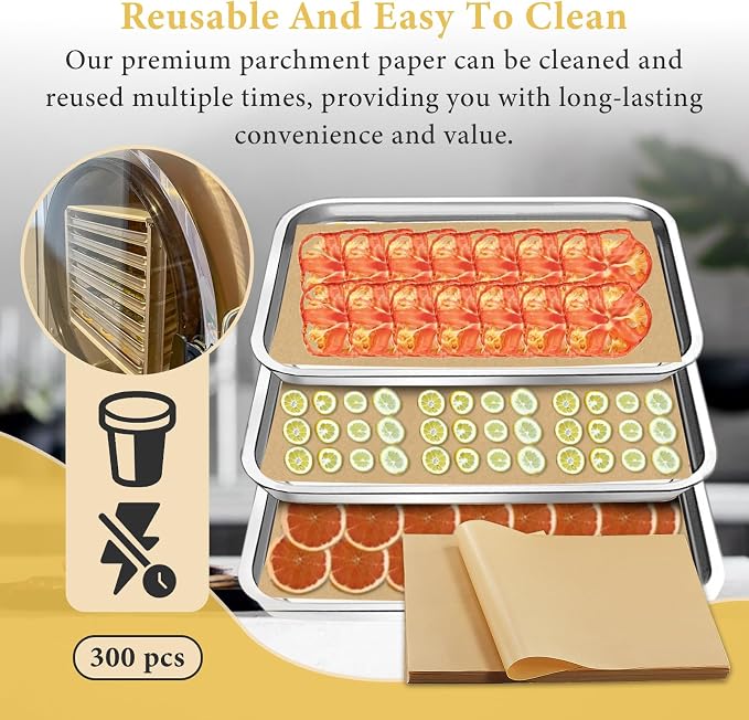 300 PCS Freeze Dryer Tray Mats for Harvest Right Dryer - Freeze Dryer Parchment Paper Set for Medium Trays - Non-Stick Baking Mats One-Off Parchment Paper Harvest Right Accessories (13" x 7")