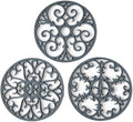 Silicone Trivet Mat - Hot Pot Holder Hot Pads for Table & Countertop - Teapot Trivet Kitchen Trivets - Non-Slip & Heat Resistant Modern Kitchen Hot Pads for Pots & Hot Dish Grey Trivet Set of 3