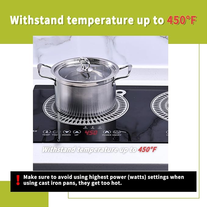 Cook's Aid 2PCS Silicone Induction Cooktop Protector Cover Mat 11"(Magnetic) | 230°C (450℉) Heat-Resistant Induction Stove Protector | Multifunctional Silicone Mat (Logo CK)