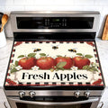 Fresh Apples Stove Top Cover, Buffalo Plaid Farmhouse, 28x20 in | Vintage Fresh Apples sign with bees on buffalo plaid border; non-slip mat; protects glass and electric cooktops; 28x20 in