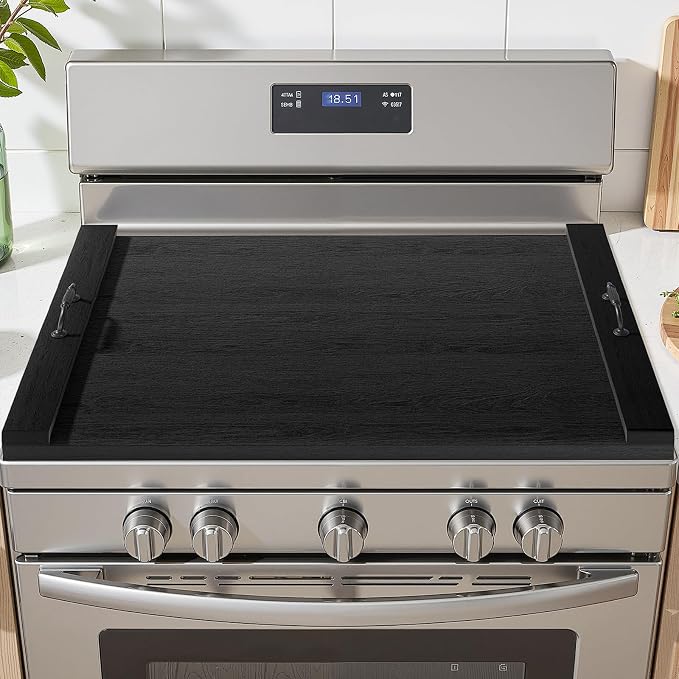 Gas Stove Top Cover: Wooden 30 * 22 Inches Electric Stovetop Covers, Noodle Board with Handles, Wood RV Cutting Board for Kitchen Counter
