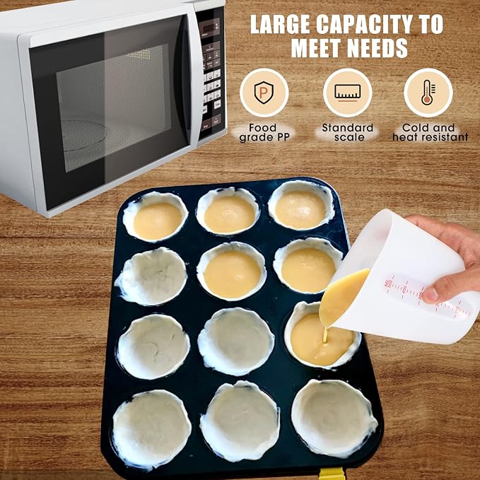 ZUYEE Silicone Measuring Cups (2 Cup + 1 Cup) Flexible Measure Melting Cups for Epoxy Resin Butter, Chocolate Squeeze Pour Baking Cup Dishwasher Safe BPA Free 500/250 ML with Marking Cup/Ounce