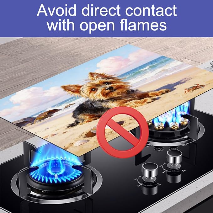 HOMETITUTE Summer Stove Top Cover 28x20 Beach Dog Oil Painting Heat Resistant