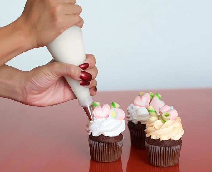 Piping Pastry Bag Pack of 100 Plastic Disposable Cream Pastry Bag Cake Icing Sugarcraft Cupcake Piping Decorating Tool For Baking Supplies (Medium 12''X11.8''X7.8'')
