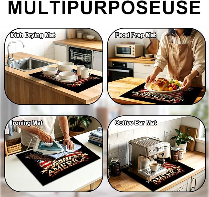 Patriotic Eagle Stove Top Cover 28.35x20.47 in Non Slip | Heat Resistant Cooktop Protector Mat with Non-Slip Backing, Scratch Protection and Countertop Drying Mat.