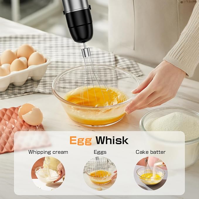 Turelar Immersion Blender Handheld 3-in-1 Hand Blender Set 1100W Heavy Duty | Trigger Speed Control, Emulsion Stick Mixer with Whisk and Milk Frother, Anti-scratch, for Kitchen Soup, Smoothie, Puree