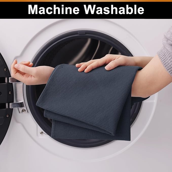 Homaxy 100% Cotton Waffle Weave Kitchen Towels, 6 Pack, Dark Grey | Soft and Absorbent Dish Towels, 16 x 26 Inches Quick Dry Hand Towels