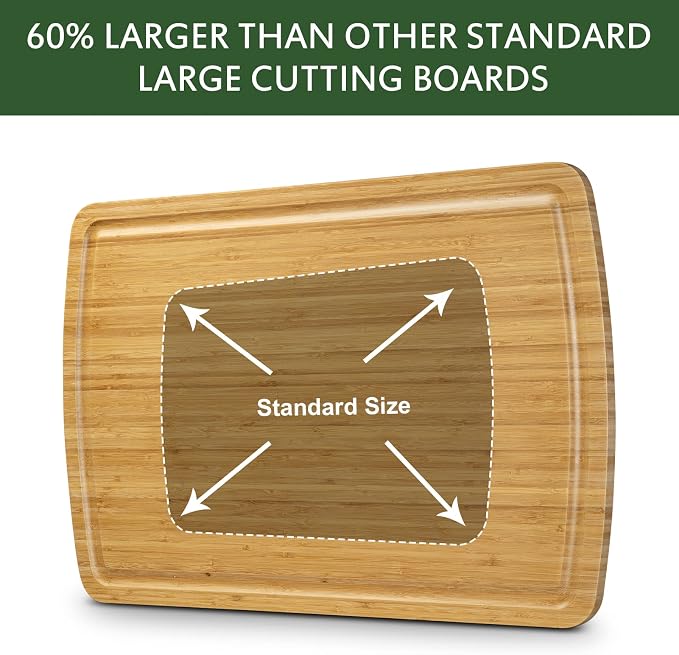 30 Inch Extra Large Bamboo Cutting Board for Kitchen, Wooden Stove Top Cover Noodle Board, Meat Cutting Board for BBQ with Juice Groove, Over the Sink Cutting Board