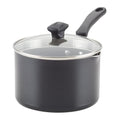 Farberware Cookstart Aluminum DiamondMax Straining Nonstick Saucepan, 3-Quart, Black