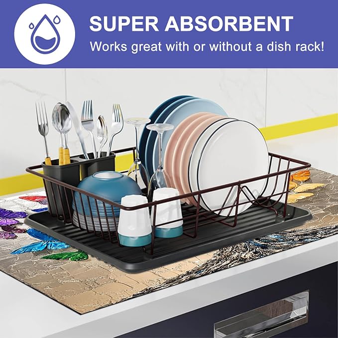 HOMETITUTE Colorful Butterfly Tree Stove Top Cover 28x20 Diatomite Mat