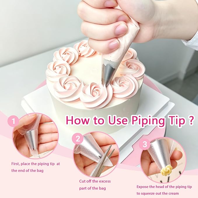 12PCS Piping Tips Set, Stainless Steel Cake Decorating Tips, Russian Nozzles Frosting Icing Tip Tools, Baking Supplies for Cookie Cupcake
