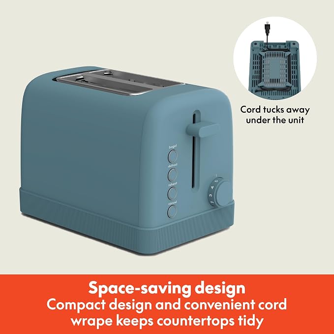 bella 2-Slice Toaster with Extra Wide Slots and 6-Shade Control, Surf