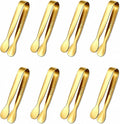 Mini Serving Tongs Set of 8, 4.25" Gold Stainless Steel Spoon Design | Perfect for Sugar Cubes, Charcuterie, Tea Parties, Dessert Bars, Candy Buffets. Elegant Multi-Station Serving for Events