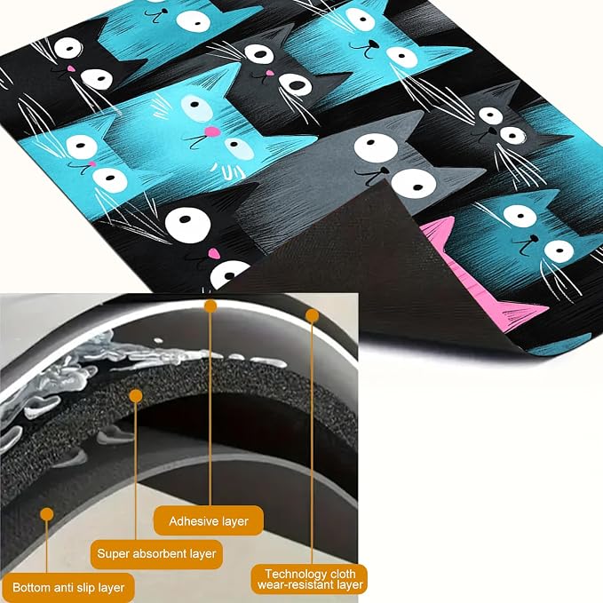 HOMETITUTE Stove Top Cover 28x20 Colorful Cat Heat Resistant Mat