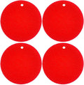 7-Inch Round Trivet Mats - 4 Pack Silicone Hot Pads, Non-Slip Heat Resistant, Dishwasher Safe, Ideal as Round Dab Mat (red)