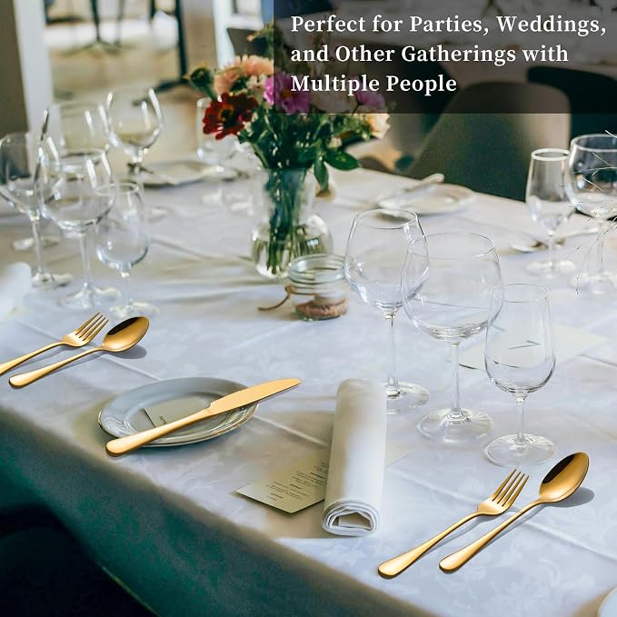 60-Pcs Gold Silverware Set - Stainless Steel Flatware Cutlery Set Service for 20, Mirror Polished Gold Flatware Set Include Forks Spoons Knives for Home, Wedding, Restaurant, Dishwasher Safe