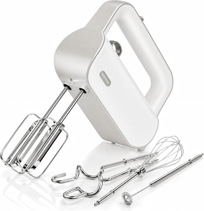 Hand Mixer Electric Handheld, 950W Peak Powerful, UL Certified for Safety | Compact Kitchen Mixer, Turbo for Baking, 6-Piece 304 Food-Grade Steel, 2 Dough Hooks + 2 Beaters + Whisk + Milk Frother