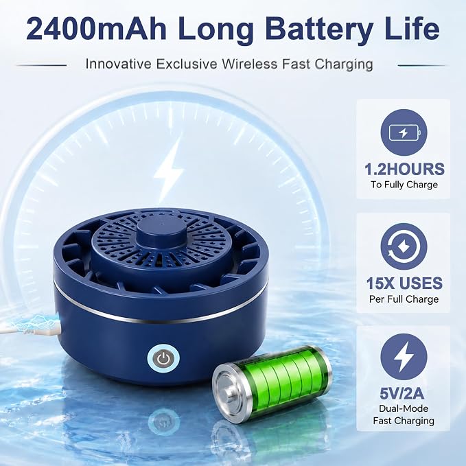 AZ GOGO Produce Cleaner Device, Fruit and Vegetable Wash Machine, Automatic Fruit Washer, 2026 New Ti Electrolysis IPX7 Waterproof Wireless Automatic Portable Food Purifier (Blue)